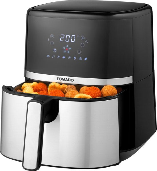 Tomado TAF5401S - Airfryer - 5,4 liter inhoud - Heteluchtfriteuse - Digitaal display - 800 gram friet - Zwart/RVS
