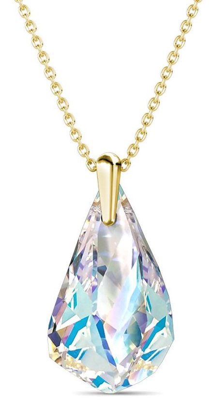 Yolora Dames Ketting met Kalpa Camaka Kristal Hanger - Goudkleurig - 18K Geelgoud Verguld - Vrouwen Collier Goud - Sieraden - Halsketting - Luxe Giftbox - Geschenkdoos - Cadeau doos - Exclusieve Geschenkverpakking - Mooie Cadeauverpakking