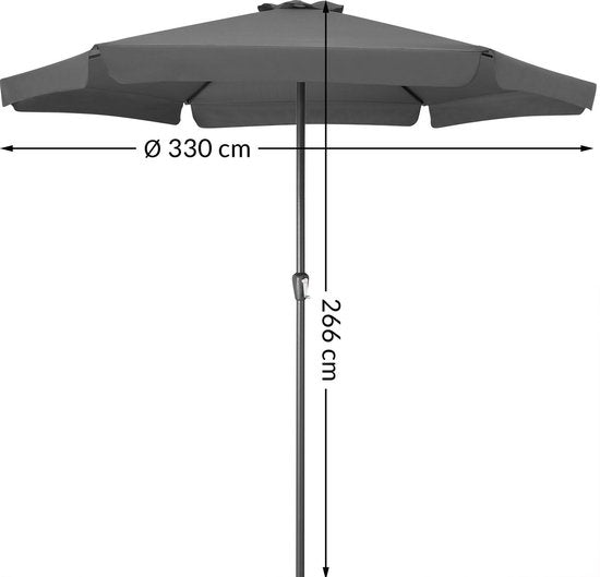 Kingsleeve Parasol – UV-bescherming 80+ – Antraciet Ø 330cm