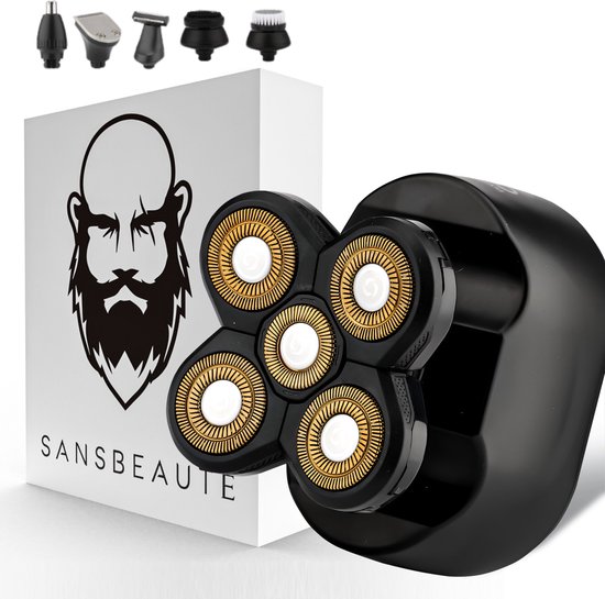 6-in-1 Scheerapparaat Mannen – Trimmer - Sansbeauté® SkullSharp Classic - Elektrische Gezichts- & Hoofdscheren - Hoofd Kaal Scheren – Elektrisch - Nat & Droog