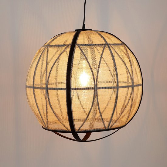 Mica Decorations Pella Hanglamp - H50 x Ø51 cm - Linnen - Off-white