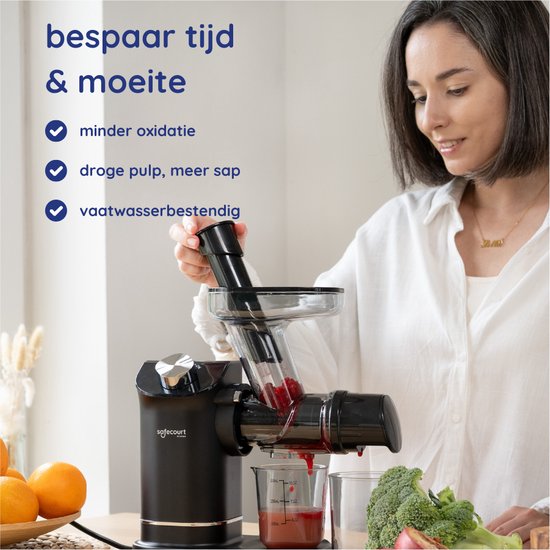 Safecourt Kitchen Slowjuicer - Juicer - Groenten en Fruitpers - 300ml - Zwart