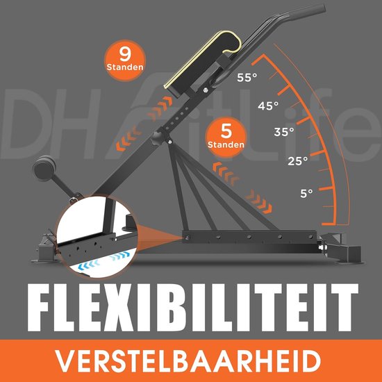 DH FitLife 5-in-1 Hyperextension Roman Chair voor Buik- en Lendetraining, Verstelbaar tot 150 kg, Multifunctionele Bank voor Curls en Gewichten