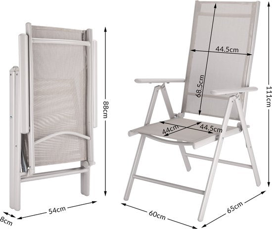 Casaria Tuinset Bern 4+1 Aluminium – Verstelbaar Klapbaar - Beige