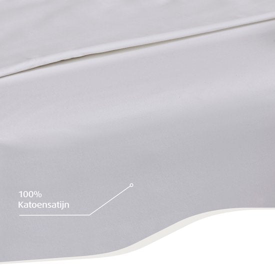 Home by TEMPUR - Topper Hoeslaken - 180 x 200 x 9 cm - Wit & Katoensatijn - Strijkvrij & Drogerbestendig - Luxe glans en zijdezacht slaapcomfort