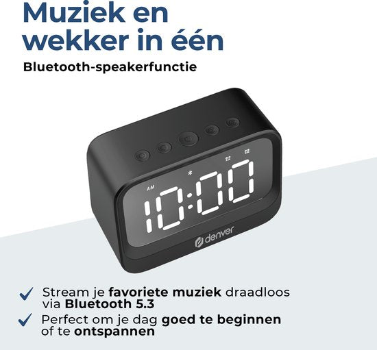 Denver Digitale Wekker - Bluetooth - Snooze - Dual Alarm - EC53B