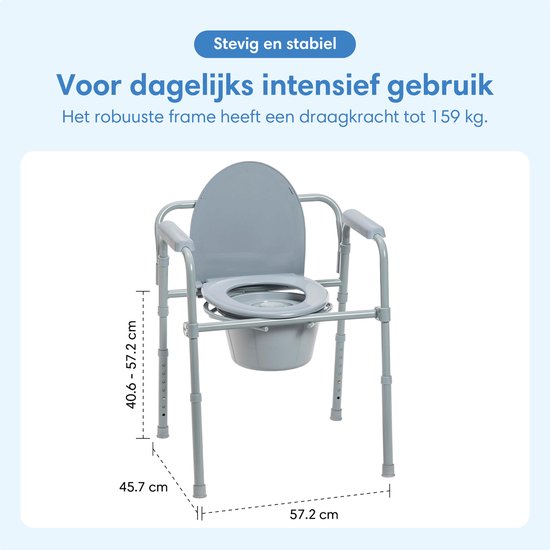Safe Life® Toiletstoel 3-in-1 – Opvouwbaar & in hoogte verstelbaar - wc verhoger & postoel met emmer – Tot 160 kg – voor Senioren & Herstel - po stoel - wc stoel