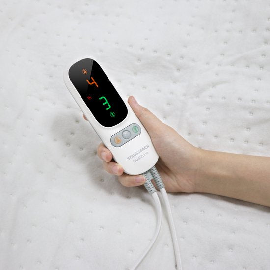 STAUS&BACH Elektrische onderdeken met voetwarmte 190x90 cm - Eenpersoons - 6 warmtestanden - Aparte voetzone - Anti allergie - Antibacterieel - Warmtedeken - Extra snel warm - Uitwasbaar - Fleece - DualZone - Wit