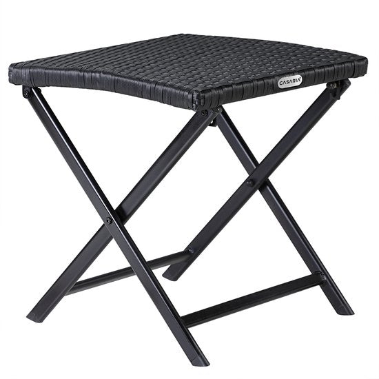 Casaria Polyrotan Vouwkruk– 40x40x40cm Belastbaar tot 110kg - Zwart