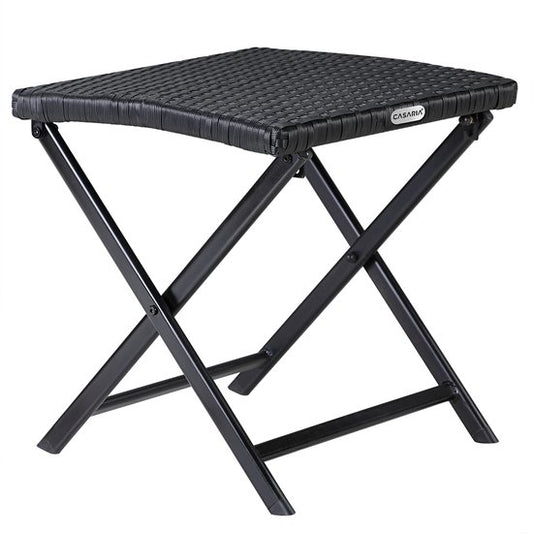 Casaria Polyrotan Vouwkruk– 40x40x40cm Belastbaar tot 110kg - Zwart