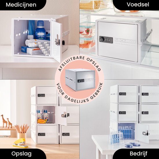 Lockabox One™ Opbergbox met Cijferslot - Afsluitbare Medicijnkast - Polycarbonaat Kluis - Koelkast en Diepvries Proof - 10,5 Liter - 31 x 21 x 17 cm