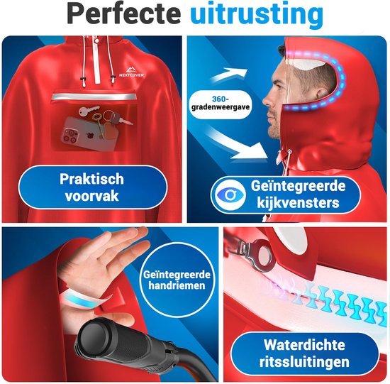 Nextcover Regenponcho Fiets voor Dames en Heren | Regencape met AquaShield 2.0 Technologie, Winddicht & Waterdicht | Ideaal voor Fietsen, Wandelen en Vissen | Fietsponcho Volwassenen Unisex Pasvorm | Poncho