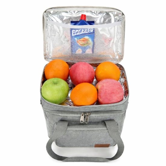 Ceruzo Koeltas 14L – Geïsoleerde Lunchtas – Dubbel Compartiment – Grijs-23 x 20 x 30 cm