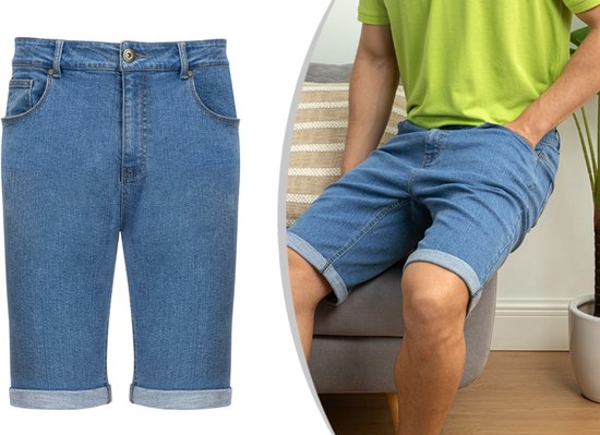 Milanoro - Stijlvolle jeansshort voor mannen - Lichtblauw - XL