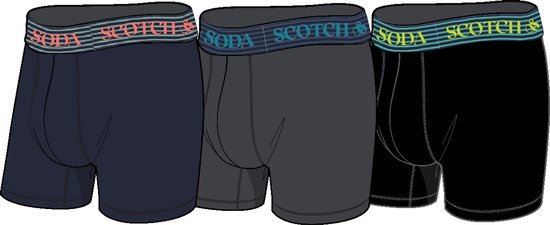 Scotch & Soda Active Stretch Boxer Briefs – Heren – Navy/Grijs/Zwart – 3-pack – Performance Fit Maat M