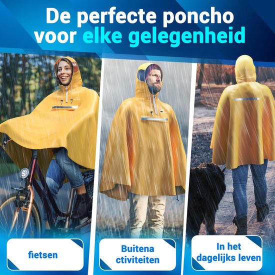 Nextcover Regenponcho Fiets voor Dames en Heren | Regencape met AquaShield 2.0 Technologie, Winddicht & Waterdicht | Ideaal voor Fietsen, Wandelen en Vissen | Fietsponcho Volwassenen Unisex Pasvorm | Poncho