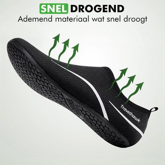 Travelhawk Waterschoenen - Voor Volwassenen - Unisex - Anti-Slip Zwemschoenen Dames en Heren - Zwart - Maat 42/43
