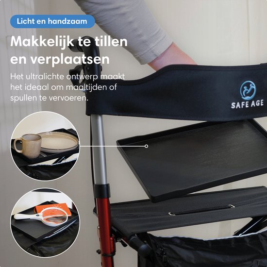 Safe Life® Universeel dienblad voor Rollator - Anti slip - PVC