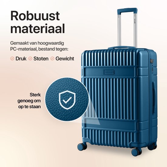 SKYCASES Classic Heritage - Grote Reiskoffer - TSA Slot - 76x52x30 cm - 100L - XL Rolkoffer - 360° geruisloze wielen - Lichtgewicht - Trolley - Donkerblauw