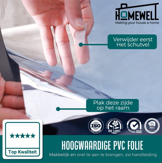 Homewell Isolerende HR+ Raamfolie 70x300cm - Statisch Zonwerende folie met Spiegeleffect - Zilver (incl. Rakel)