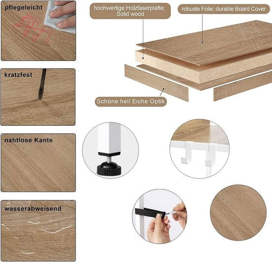 Woltu Ladderkast - 40x170x36cm - 5 Etages - Met Haken - Wit