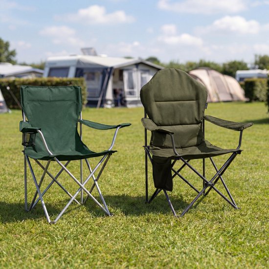 TRVLMORE Campingstoelen XXL - Opvouwbaar - 2-Pack - 160KG Draagvermogen - Incl. Draagtas - Klapstoel - Visstoel - Kampeerstoel - Vouwstoel - Groen