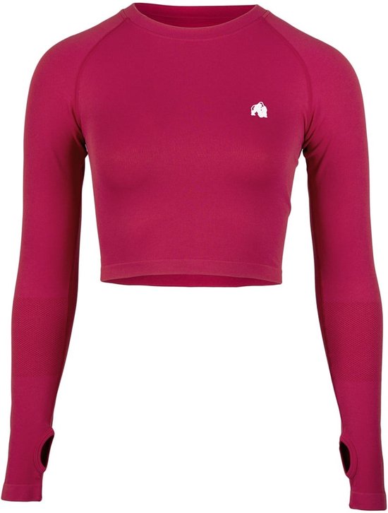 Gorilla Wear Hilton Naadloze Cropped Lange Mouwen - Fuchsia - XS/S