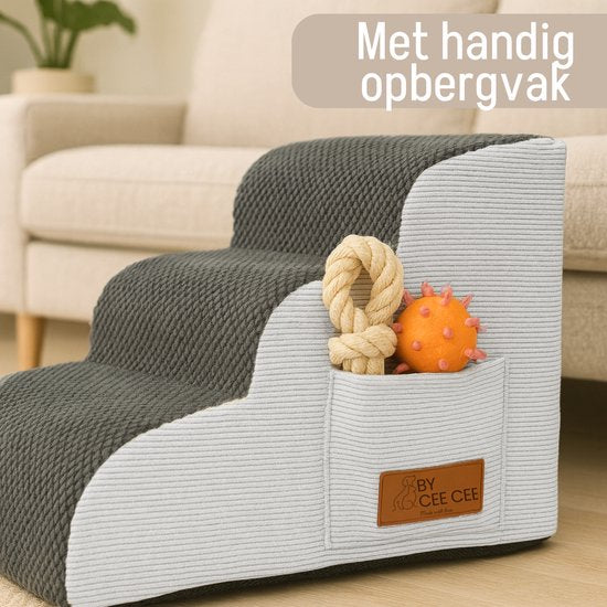 By Cee Cee Hondentrapje Voor Honden - Stevig - 3 Treden - 40x57x40cm - Grijs - Odi