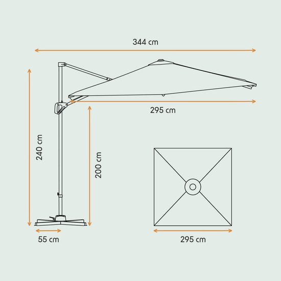LifeGoods Parasol - 300x300 cm - Kantelbaar - 7 Standen - Waterdicht - met Hoes - Antraciet