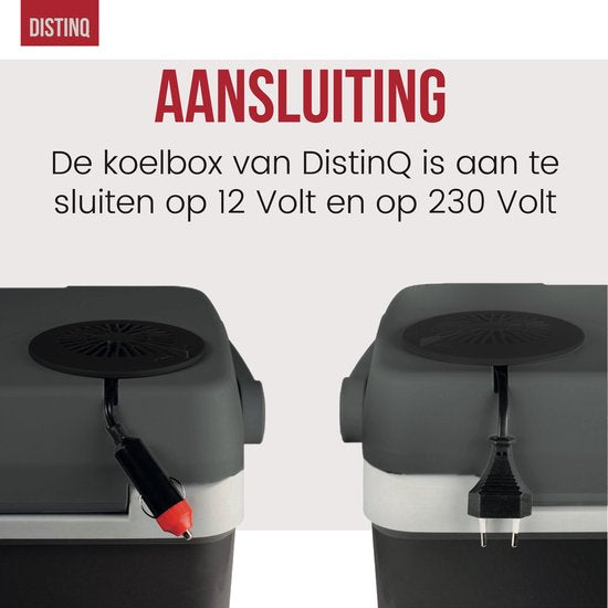 DistinQ Elektrische Koelbox voor Auto en Camping – Koelbox Elektrisch met Verwarmingsfunctie - 12v 230 Volt – 25L - Grijs