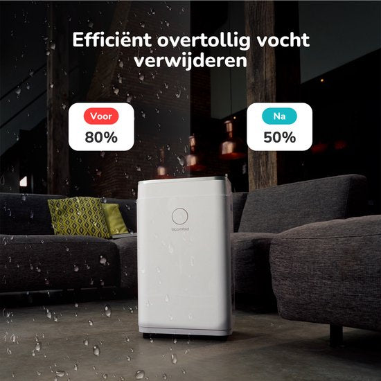 Bloomfold Luchtontvochtiger - 25L per Dag - Incl. Was-droog Functie - Geschikt voor Woonkamer, Slaapkamer, Kelder & Badkamer - Dehumidifier - Wit