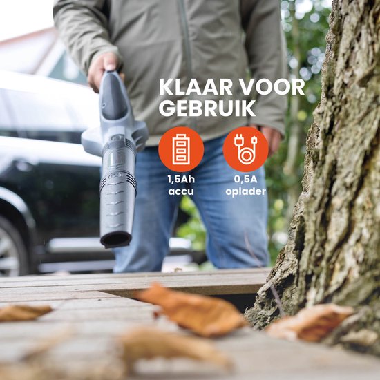 QLT Accu Bladblazer met Lader – Lichtgewicht en Krachtig Tuingereedschap voor Bladeren, Stof en Grasresten – 12V