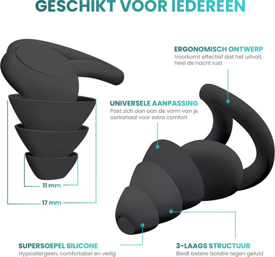 MR. PANACHE Oordoppen - Oordopjes Slapen - Anti-Snurk - Earplugs - Slaapoordoppen - Sleep Plugs - Geluidsdempende Oordopjes - BPA vrije Siliconen - Hoge Geluidsdemping (35dB) - Zwart