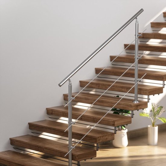 Monzana Trapleuning roestvrij staal 80cm 3 schoren