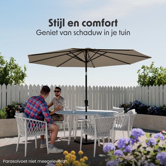 LifeGoods Parasol - Tuin - Ø300 cm - 30° Kantelbaar - Waterdicht - UPF50+ - Taupe
