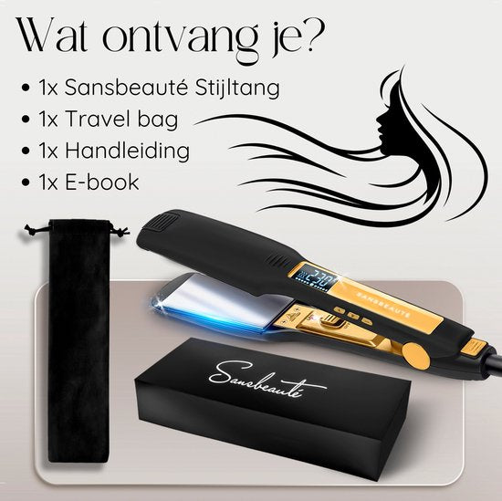 Sansbeauté® Professionele Stijltang - 2 in 1 - Krultang - Stijltangen - Hair Straightener - Snel Opgewarmd - 80℃ t/m 230℃ - Steilen & Krullen - ION technologie