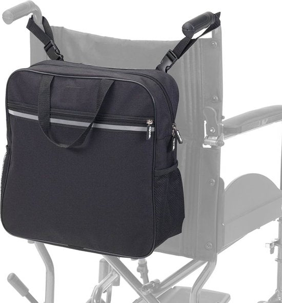 Alyze Rolstoeltas met reflectiestreep - Waterdicht -Ggrote opbergtas - Geschikt voor rolstoel, scootmobiel & rollator - zwart - Rrolstoelaccessoires