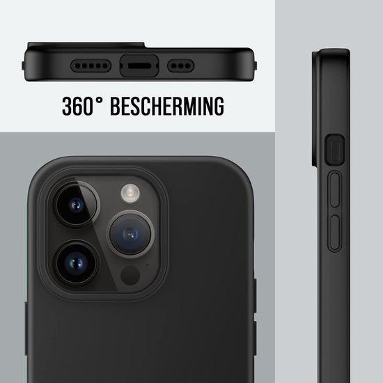 Podec Telefoonhoesje Zwart Geschikt voor iPhone 14 pro Max Hoesje En Screenprotector Beschermglas