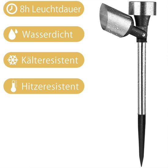 Monzana Set van 6 LED-zonne - tuinlicht - Roestvrij staal