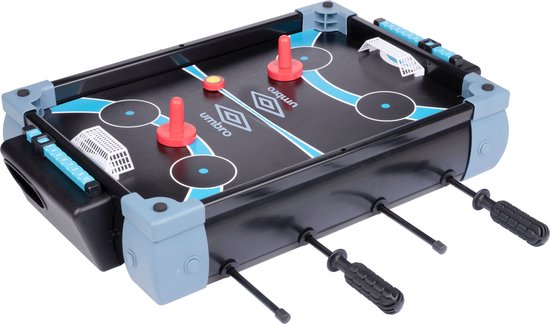 Umbro Tafelvoetbal Tafelmodel - 5-in-1 Tafelspel - 40 x 30 x 25 CM - Tafelvoetbalspel - Voetbal, Hockey, Basketbal, Tennis en Bowlen - Zwart/Blauw