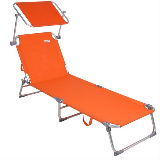 Casaria Ligstoel Ibiza – met Zonnedak - 190x59x29 cm – Oranje