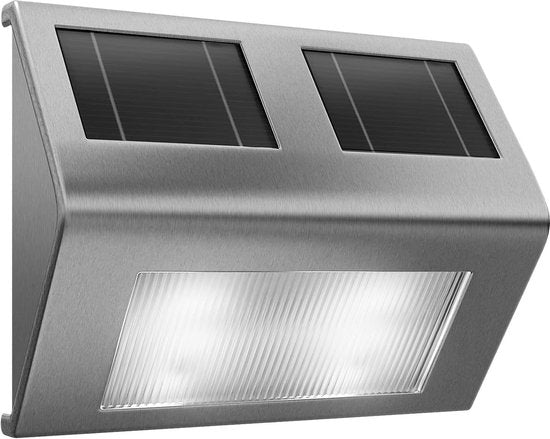 Monzana Wandlamp - LED Waterdicht Zonne energie Edelstaal - 140x95x25mm