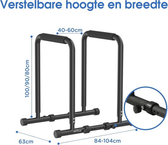 DH FitLife Dip Bars | Dip Station | Verstelbaar | Parallettes Calisthenics Trainingsapparatuur