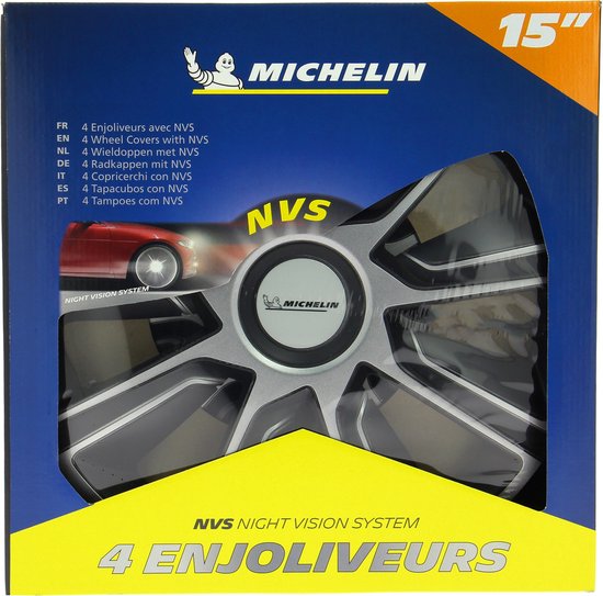 Michelin Wieldoppen 15 inch - zilver/zwart - 4 stuks