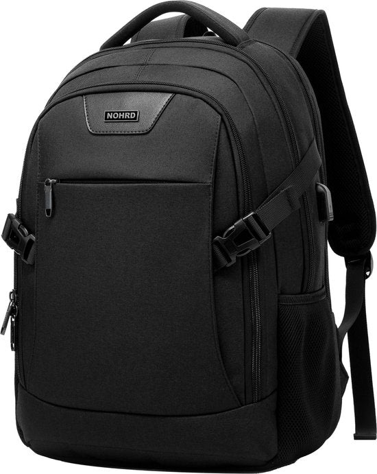 NOHRD Laptop Rugzak - Zwart - Anti Diefstal - Laptoptas 15.6 inch - USB Oplaadstation - Rugtas Dames & Heren - Waterafstotend - Schooltas Meisje & Jongens - Boekentas met Laptopvak