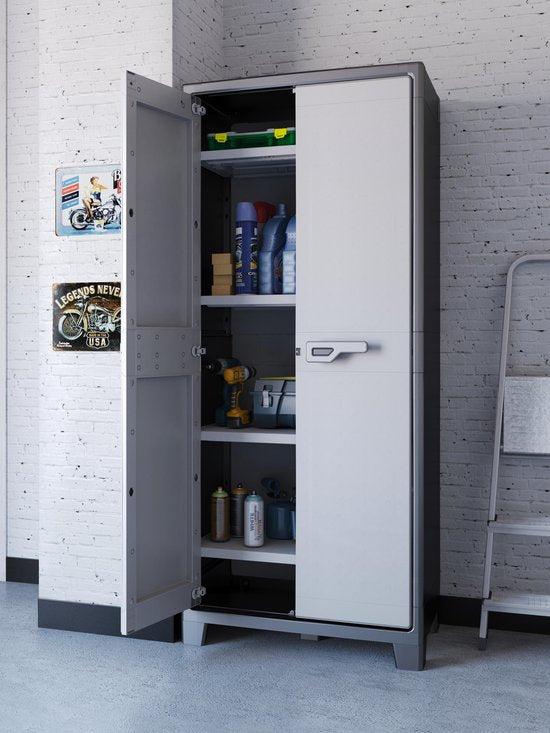 Keter Titan Hoge Kast - 4 Planken - 80x44x182cm - Zwart/Grijs