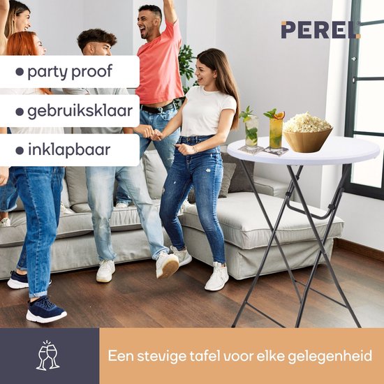 Perel Klaptafel, wit, 80 x 110 cm, binnen- en buitengebruik, ideaal voor evenementen en dagelijks gebruik, max. 100 kg, past overal, lichtgewicht en draagbaar, extra tafelruimte