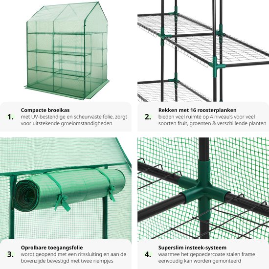 tectake® - Broeikas Hobbykas - Veel werkruimte - 143 x 143 x 195 cm - 401860