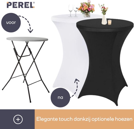 Perel Klaptafel, wit, 80 x 110 cm, binnen- en buitengebruik, ideaal voor evenementen en dagelijks gebruik, max. 100 kg, past overal, lichtgewicht en draagbaar, extra tafelruimte