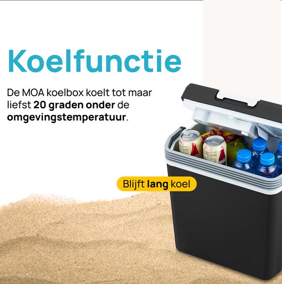 MOA Koelbox Elektrisch 12v 230 volt - 22L - Frigobox - Camping Koelkast - Auto en Camping - Koelen en Verwarmen - Zwart